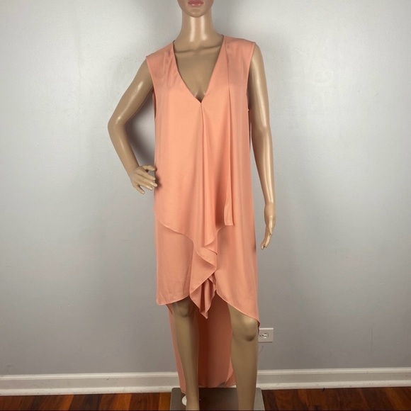 NEW BCBGMAXAZRIA CASCADE RUFFLE HIGH-LOW MAXI DRESS - Picture 3 of 5